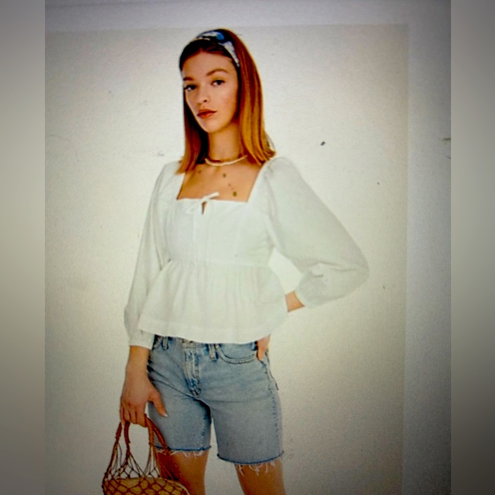J Crew Squareneck Cotton Poplin Top